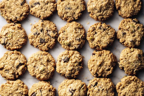 Chocolate & pumpkin seed biscuits.