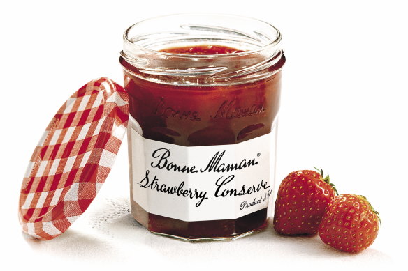 Bonne Maman conserves with signature gingham lid.