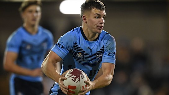 Mitchell Woods in action for NSW at under-19s Origin level.