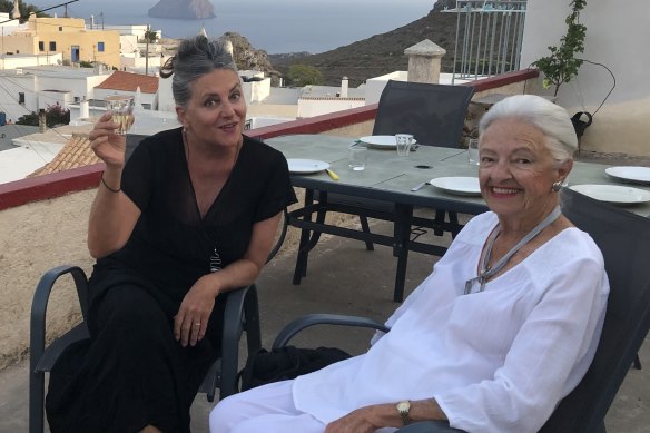 Susan Johnson and her mother on Kythera, 2019.