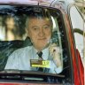 Corrupt former Queensland Police commissioner Terry Lewis leaves St Vincent De Paul's day centre for home detention release after leaving prison.