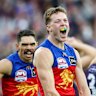 Match winner: Logan Morris kicked the goal that put Brisbane in front for the final time.