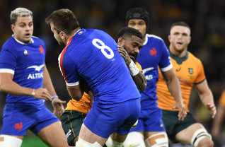 Marika Koroibete was sent off for this tackle against France.