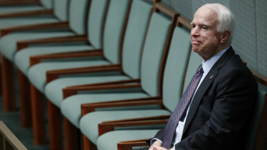 John McCain in the House of Representatives during Question Time in May 2017. 