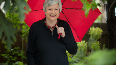 Jane Edmanson, the only original host still with Gardening Australia, in the front yard of her Melbourne home.