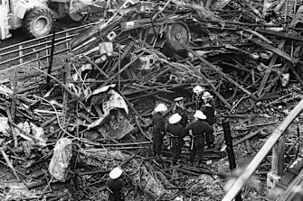 The devastation after the ghost train fire in 1979 at Luna Park. 