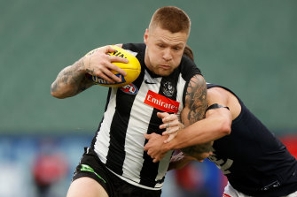 Jordan De Goey in action for Collingwood in July.