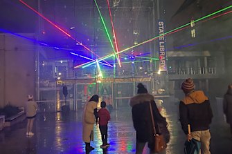 Robin Foxâ€™s Library of Light at Illuminate Adelaide 2021.