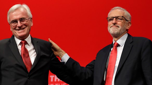 Comrades in arms ... British Opposition Leader Jeremy Corbyn with shadow chancellor John McDonnell.