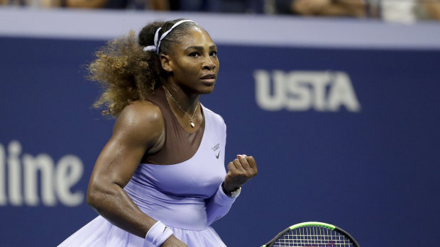 History beckons: Serena Williams powered past Anastasija Sevastova in their US Open semi-final.