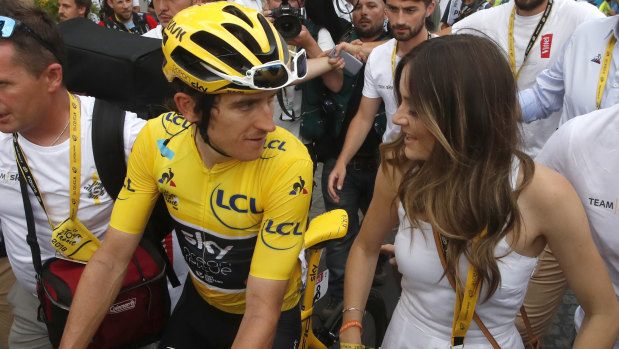 Tour de France winner Geraint Thomas with wife Sara Elen.