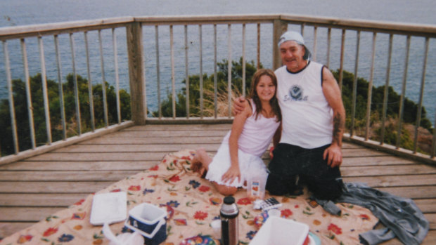 An 11-year-old Paige and her father Michael Dent at a picnic in San Remo. 