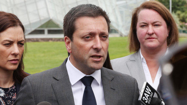 Opposition Leader Matthew Guy announcing the hospital funding in Ballarat on Thursday.