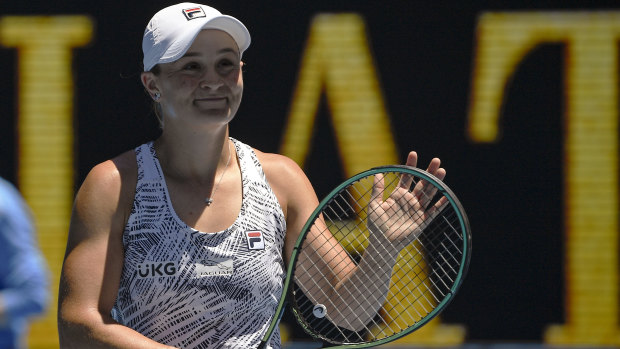 Ash Barty was all smiles after her clinical performance against Lucia Bronzetti.