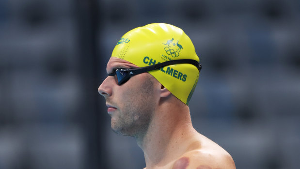 Kyle Chalmers before the men’s 4x100m freestyle relay. 