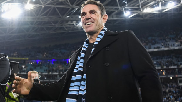 All smiles: Brad Fittler after the Origin II win. He wasn't always so popular among the NSW hierarchy.  