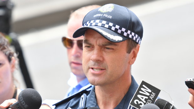 Stuart Bateson at a press conference about the Bourke Street massacre in 2017.