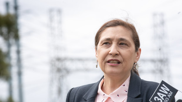 Energy Minister Lily D'Ambrosio announces the Victorian Big Battery project on Thursday.