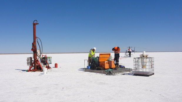 Agrimin drilling at the site of its future Pilbara potash brine lake.