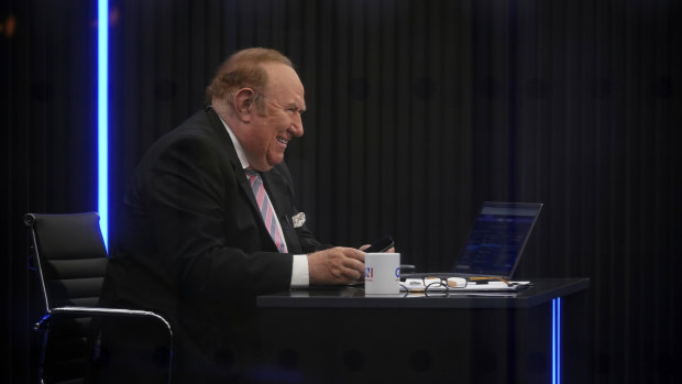 Andrew Neil in the GB News Paddington studios during the network’s launch.