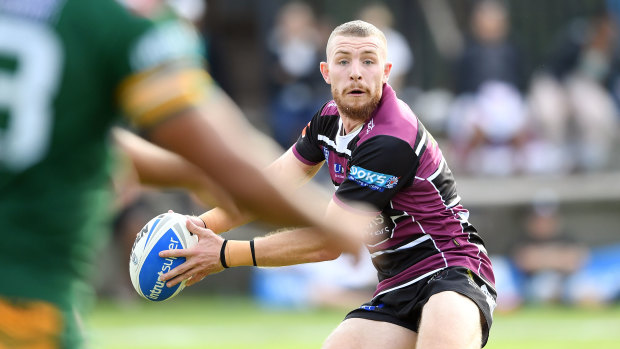 Demotion: Jackson Hastings turns out for Blacktown Workers Sea Eagles against the Wyong Roos.