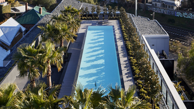 The rooftop pool at BCS apartments in Armadale.