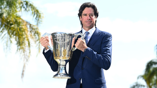 AFL Chief Executive Gillon McLachlan  announces that the 2020 AFL Grand Final will be played at the Gabba.