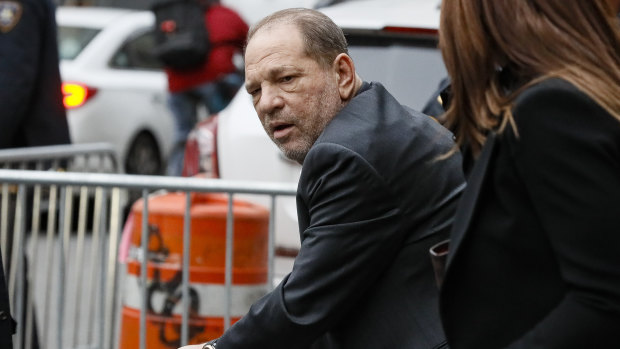 Harvey Weinstein departs a Manhattan courthouse on Wednesday.