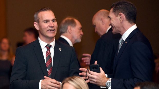 Shaky ground: Bulldogs CEO Andrew Hill, left, was appointed by the old regime.