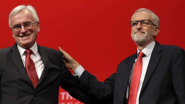 Comrades in arms ... British Opposition Leader Jeremy Corbyn with shadow chancellor John McDonnell.