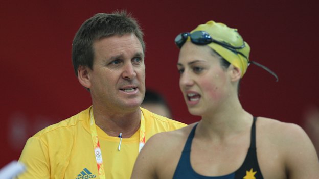 Michael Bohl, who now coaches Kaylee McKeown, and Steph Rice at the 2008 Beijing Olympics.