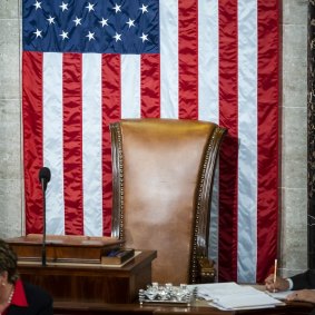 An empty House Speaker chair during the first session of the new Congress in the House Chamber in Washington on January 3.