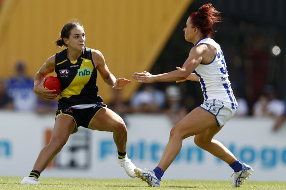 Monique Conti tries to evade Jenna Bruton.