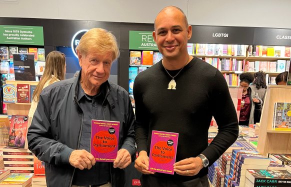 Thomas Mayo with co-author of The Voice to Parliament Handbook, Kerry O’Brien.