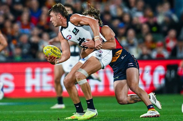 Patrick Cripps during the opening Gather Round on Thursday night between Carlton and Adelaide.