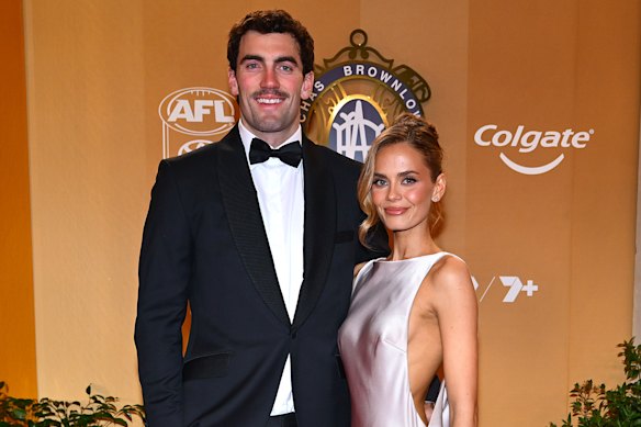 Swans defender Tom McCartin and his partner Sophie Walker on Brownlow night.