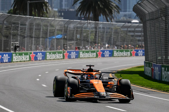 Oscar Piastri in action during practice at Albert Park on Friday.