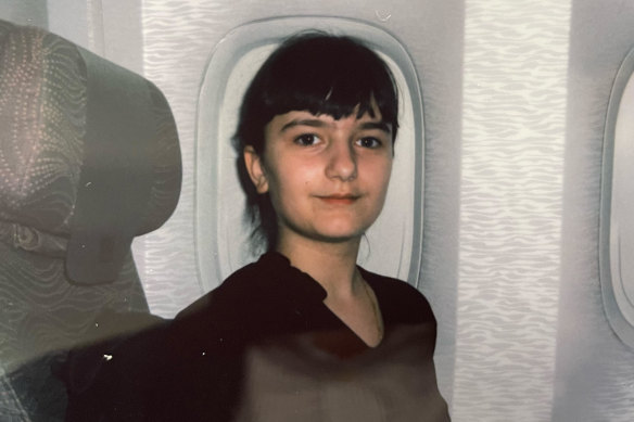 Ten-year-old Ukrainian girl Victoria on her flight to Australia.