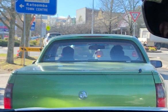 Green machine: Matt Kean gets taken for a spin in 'The Beast' by Labor's Trish Doyle.