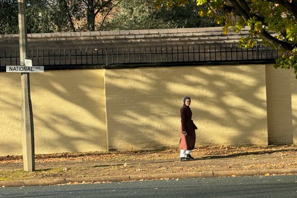 Labor senator Fatima Payman leaves the Lodge in Canberra on Sunday afternoon after being suspended from caucus by Anthony Albanese.