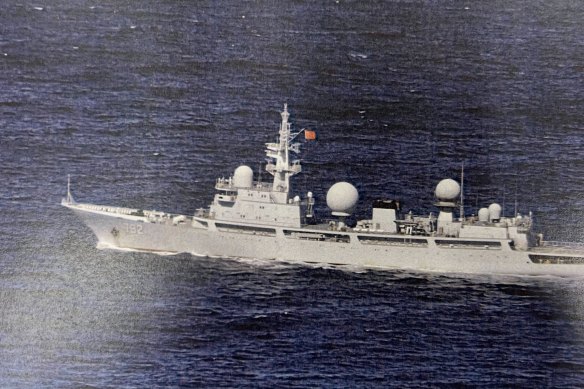 A photograph of the Peoples Liberation Army Naval vessel “hugging” the Australian coastline.