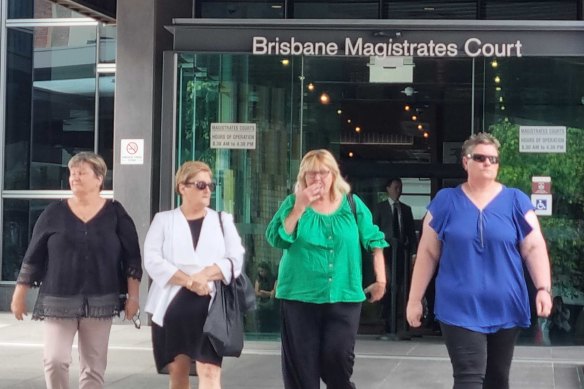 Some members of the Jackson family, leaving the inquest into the deaths of Darcey-Helen and Chloe-Ann Conley.