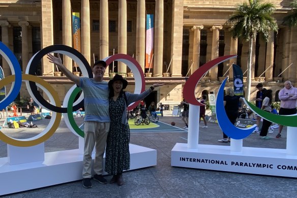 Brisbane sports fans Jeremy Rigby and wife Yuko want to see the trampolining and swimming as well as skateboarding and the Opening Ceremony at the 2032 Games. 