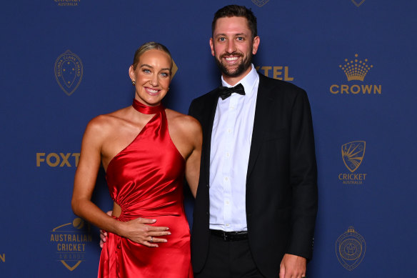 Olympian Madi Wilson and cricketer Matt Short at this year’s Cricket Australia awards.