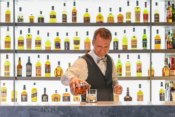 Whisky at the bar on Scenic Eclipse.