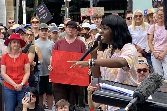 Brisbane performance poet Huda the Goddess encouraged women to support each other.