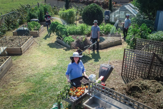 Kathryn Bordonaro, husband Paul, daughter Taylah and Taylah's boyfriend Fraser have thrown themselves into family gardening while in quarantine after returning from Europe.