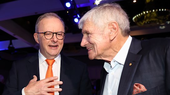 Kerry Stokes mixes with the politically powerful including Prime Minster Anthony Albanese.