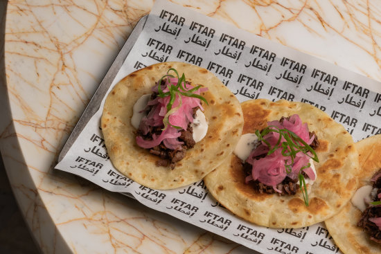 Iftar’s shawarma tacos swapping flatbread for tortillas.
