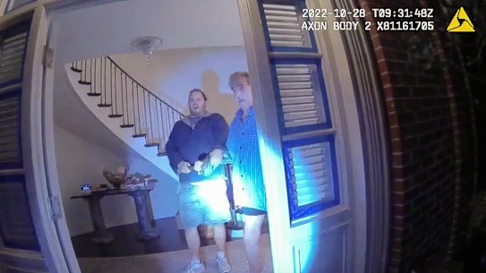 This image from video from police body-worn camera footage.